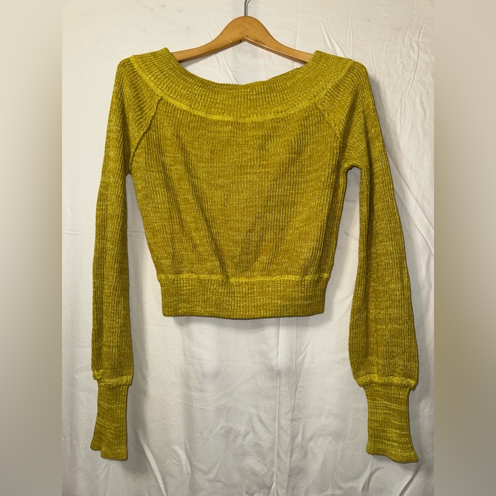 Free People Off-the-Shoulder Yellow Sweater